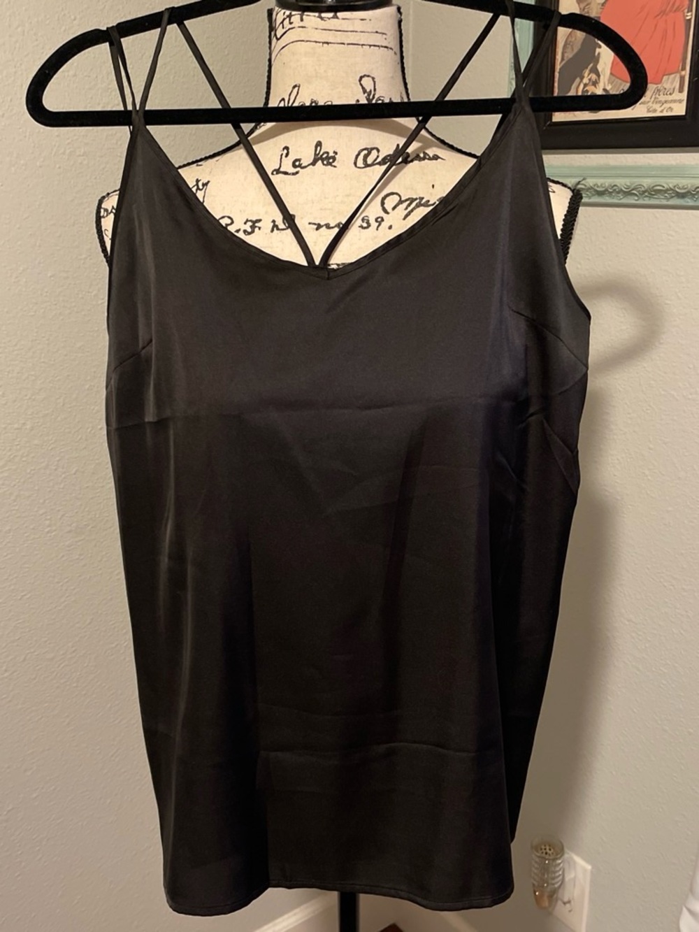 Satin Black Strappy Cami